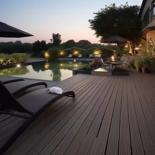 Plastic Composite Flooring PVC Decking Anti-UV Water Proof Deck Wood Grain Surface Veneer Swimming Pools-海智集-