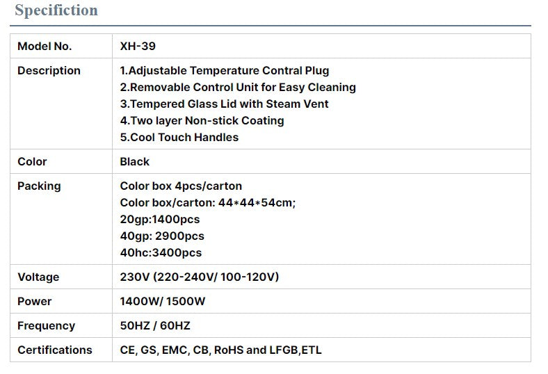 1500W Electric 39cm Skillet Home Fryer for Household Use Electric Frypan-海智集-