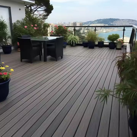 Pvc Wood Composite Decking No Gap Outdoor Flooring WPC Terrace Deck for Exterior-海智集-