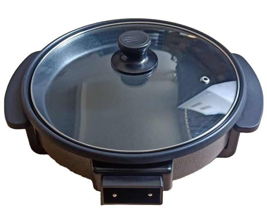 Hot Sale Electric Skillet Aluminummini Electric Frying Pan with Lid Non Stick Electric Pizza Grill Pan for Sale Aluminum OEM 120-海智集-