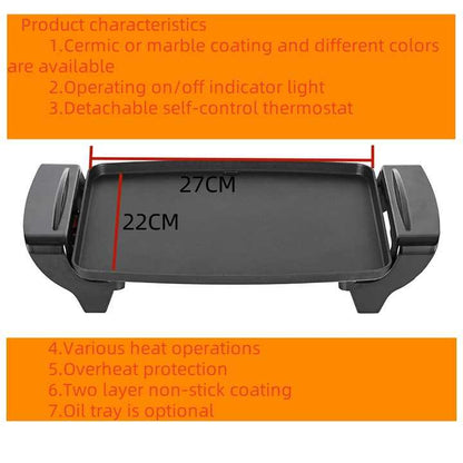 Factory Wholesale Multi-Purpose Electric Grill Pan Nonstick BBQ Smokeless Temperature Control Plancha for Household-海智集-