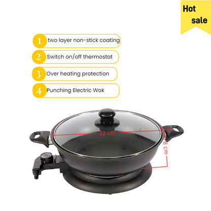 Multifunction Electric Skillet Hot Pot Cooker and Nonstick Multi Cooker Separable Electric Wok for Household-海智集-