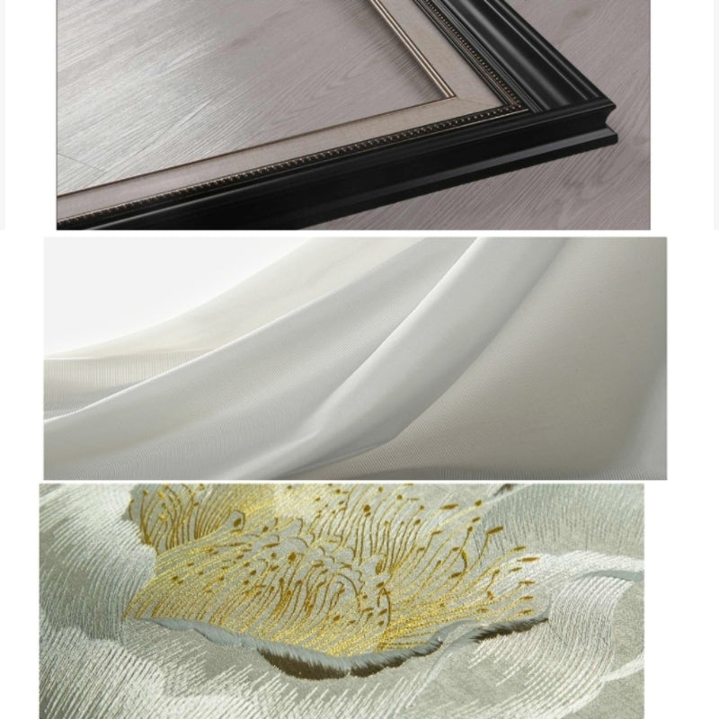 Commercial Suzhou Full Embroidery — framed, simulated silk, soft luster. Dual craftsmanship. Wholesale for decor firms, commercial use; home use too. Art decor for hotels, offices, residences.Flamingos-海智集-