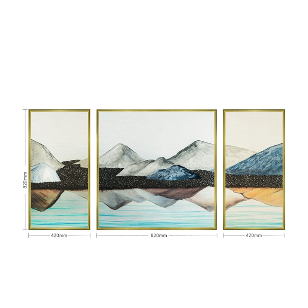 Commercial Suzhou Full Embroidery — framed, simulated silk, soft luster. Dual craftsmanship. Wholesale for decor firms, commercial use; home use too. Art decor for hotels, offices, residences.Lakes and Mountains-海智集-