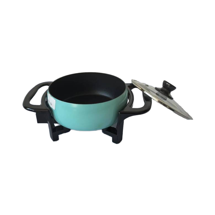 600W Household Use Mini Electric Skillet Self-Control Thermostat Non-Stick Tempered Glass Lid Popular Cheese Pot-海智集-