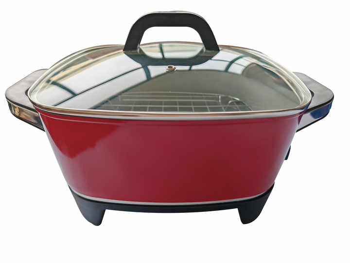 Deep Electric Skillet Factory offers a smokeless die - cast cooking pot with an aluminum lid-海智集-
