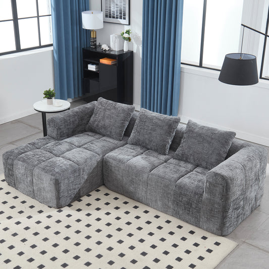 UNITED WE WIN 98.42-inch modular sectional sofa, modern modular L-shaped sofa with chaise longue, equipped with small side pockets and free of compression during installation.