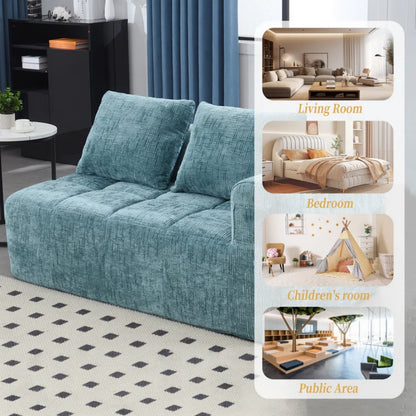 UNITED WE WIN Chenille Loveseat Sofa,Minimalist Modular Couches Sleeper for Living Room Bedroom Apartment Lounge-海智集-Default-