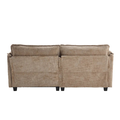 UNITED WE WIN Chenille fabric, solid construction, the overall structure of the sofa is stable, detachable armrests, two foot stools and two-seat sofa with side pockets-海智集-Default-