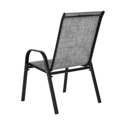 4 Piece Patio Chairs, Outdoor Camping Chairs with Breathable Textilene Fabric, Set of 2 Garden Chairs with Armrest High Backrest for Garden Patio Pool Beach Yard Space Saving ( Grey)-海智集-Default-