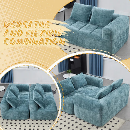 UNITED WE WIN Chenille Loveseat Sofa,Minimalist Modular Couches Sleeper for Living Room Bedroom Apartment Lounge-海智集-Default-
