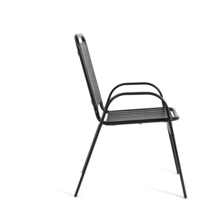 5-Piece Plastic chair and steel table Outdoor Dining Set, plastic Chairs and Table Set for Garden Patio, Black-海智集-Default-