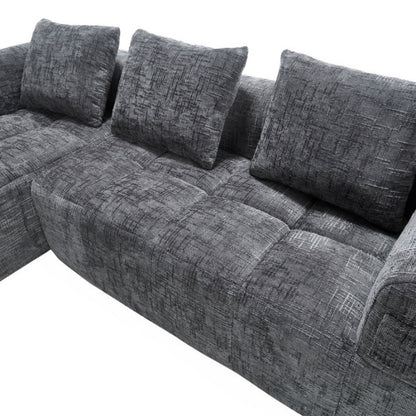 UNITED WE WIN 98.42-inch modular sectional sofa, modern modular L-shaped sofa with chaise longue, equipped with small side pockets and free of compression during installation.-海智集-Default-