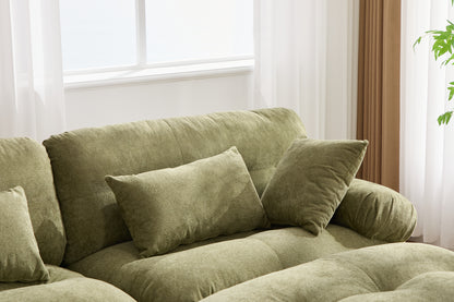 UNITED WE WIN Pelletized velvet U Shape Cloud Couch with 2 Ottomans,Free Combined 3 Seater Comfy Sofa with Bolster Armrest Pillows, sofa for Living Room-海智集-Default-