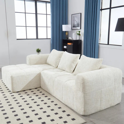 UNITED WE WIN 98.42-inch modular sectional sofa, modern modular L-shaped sofa with chaise longue, equipped with small side pockets and free of compression during installation.-海智集-Default-