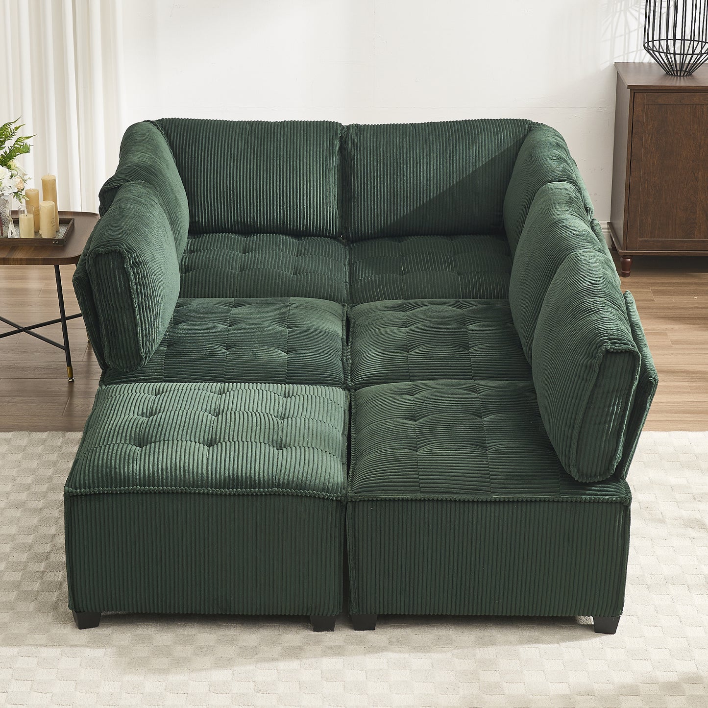 UNITED WE WIN Modular Sectional Sofa U Shaped Modular Couch with Reversible Chaise Modular Sofa Sectional Couch,6- Seat Convertible Sofa,Fit for Living Room-海智集-Default-