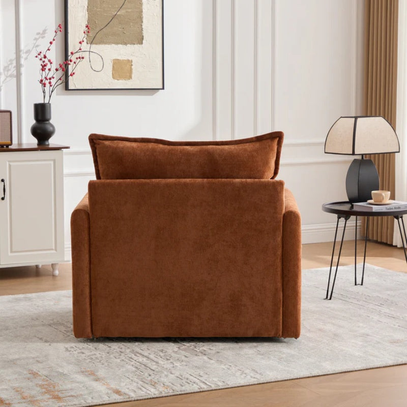 UNITED WE WIN Swivel Barrel Chair - Mid Century Modern Chair, Thick Padded Arm Chair with Solid Metal Base, Comfortable Single Sofa Chair, Swivel Accent Chair for Living Room Bedroom-海智集-Default-
