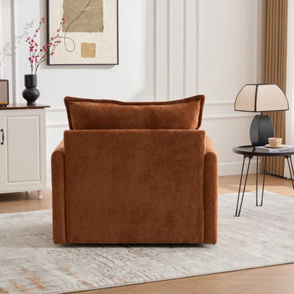 UNITED WE WIN Swivel Barrel Chair - Mid Century Modern Chair, Thick Padded Arm Chair with Solid Metal Base, Comfortable Single Sofa Chair, Swivel Accent Chair for Living Room Bedroom-海智集-Default-