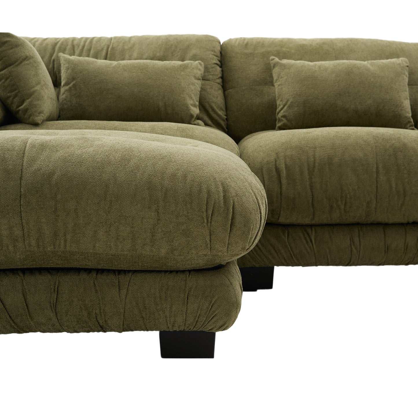 UNITED WE WIN Pelletized velvet U Shape Cloud Couch with 2 Ottomans,Free Combined 3 Seater Comfy Sofa with Bolster Armrest Pillows, sofa for Living Room-海智集-Default-