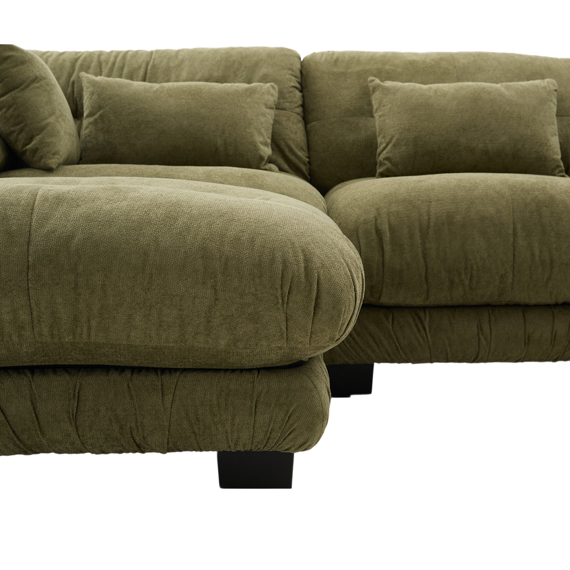 UNITED WE WIN Pelletized velvet U Shape Cloud Couch with 2 Ottomans,Free Combined 3 Seater Comfy Sofa with Bolster Armrest Pillows, sofa for Living Room-海智集-Default-