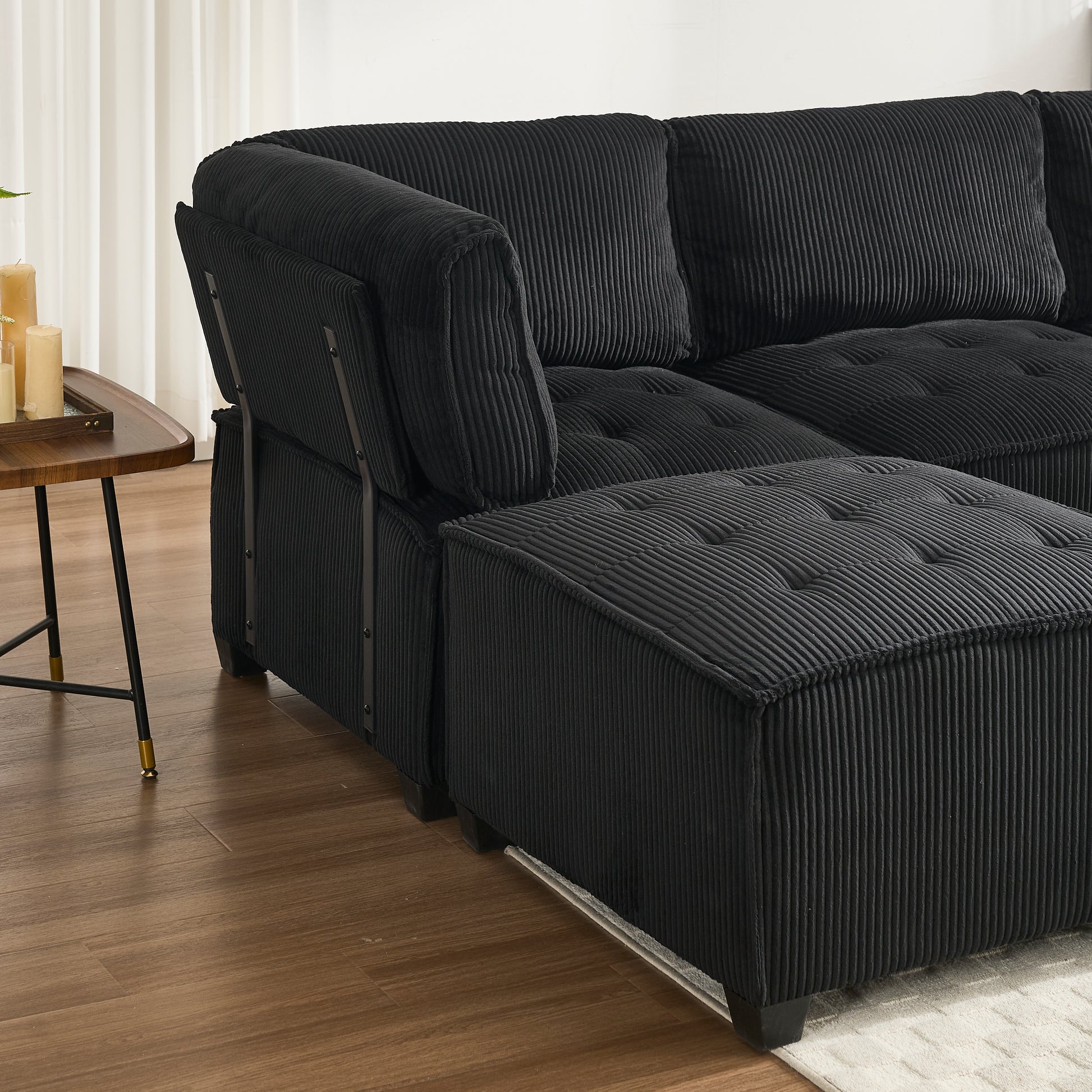 UNITED WE WIN Modular Sectional Sofa U Shaped Modular Couch with Reversible Chaise Modular Sofa Sectional Couch,6- Seat Convertible Sofa,Fit for Living Room-海智集-Default-