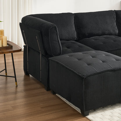 UNITED WE WIN Modular Sectional Sofa U Shaped Modular Couch with Reversible Chaise Modular Sofa Sectional Couch,6- Seat Convertible Sofa,Fit for Living Room-海智集-Default-