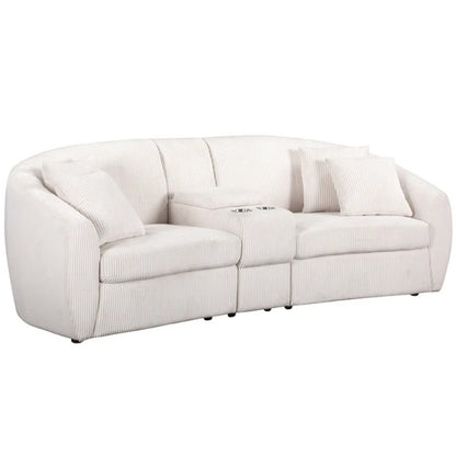 UNITED WE WIN corduroy fabric, two cup holders, storage, oversized two-seat, solid wood frame, high quality sponge filling, curved placement sofa-海智集-Default-