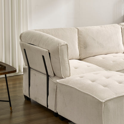 UNITED WE WIN Modular Sectional Sofa U Shaped Modular Couch with Reversible Chaise Modular Sofa Sectional Couch,6- Seat Convertible Sofa,Fit for Living Room-海智集-Default-