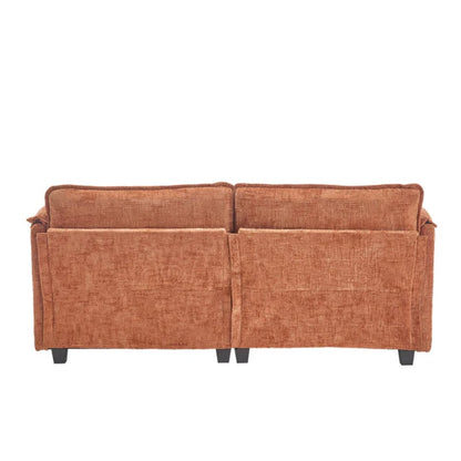 UNITED WE WIN Chenille fabric, solid construction, the overall structure of the sofa is stable, detachable armrests, two foot stools and two-seat sofa with side pockets-海智集-Default-