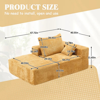 UNITED WE WIN Memory Foam 2-Seater Couch, No Installation & Easy to Transport, Deep Seat Modern Sofa with Chenille Fabric, Couch for Living Room, Bedroom, Apartment, Home Office-海智集-Default-