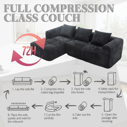 UNITED WE WIN 98.42-inch modular sectional sofa, modern modular L-shaped sofa with chaise longue, equipped with small side pockets and free of compression during installation.-海智集-Default-