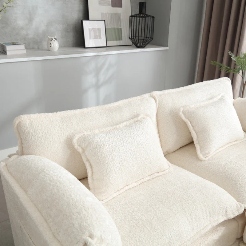 UNITED WE WIN Chenille fabric, removable armrests with side pockets, high density sponge filling, oversized double sofa with footstool-海智集-Default-
