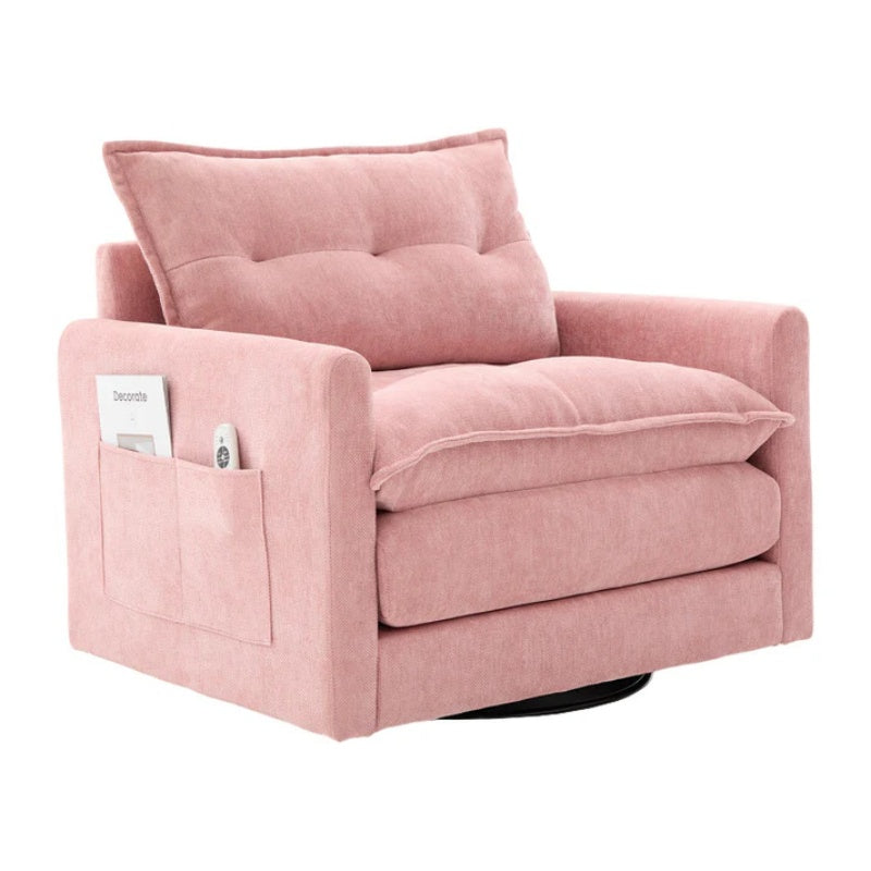 UNITED WE WIN Swivel Barrel Chair - Mid Century Modern Chair, Thick Padded Arm Chair with Solid Metal Base, Comfortable Single Sofa Chair, Swivel Accent Chair for Living Room Bedroom-海智集-Default-