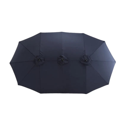 14.8 Ft Double Sided Outdoor Umbrella Rectangular Large with Crank ( Navy blue )(No Base)-海智集-Default-
