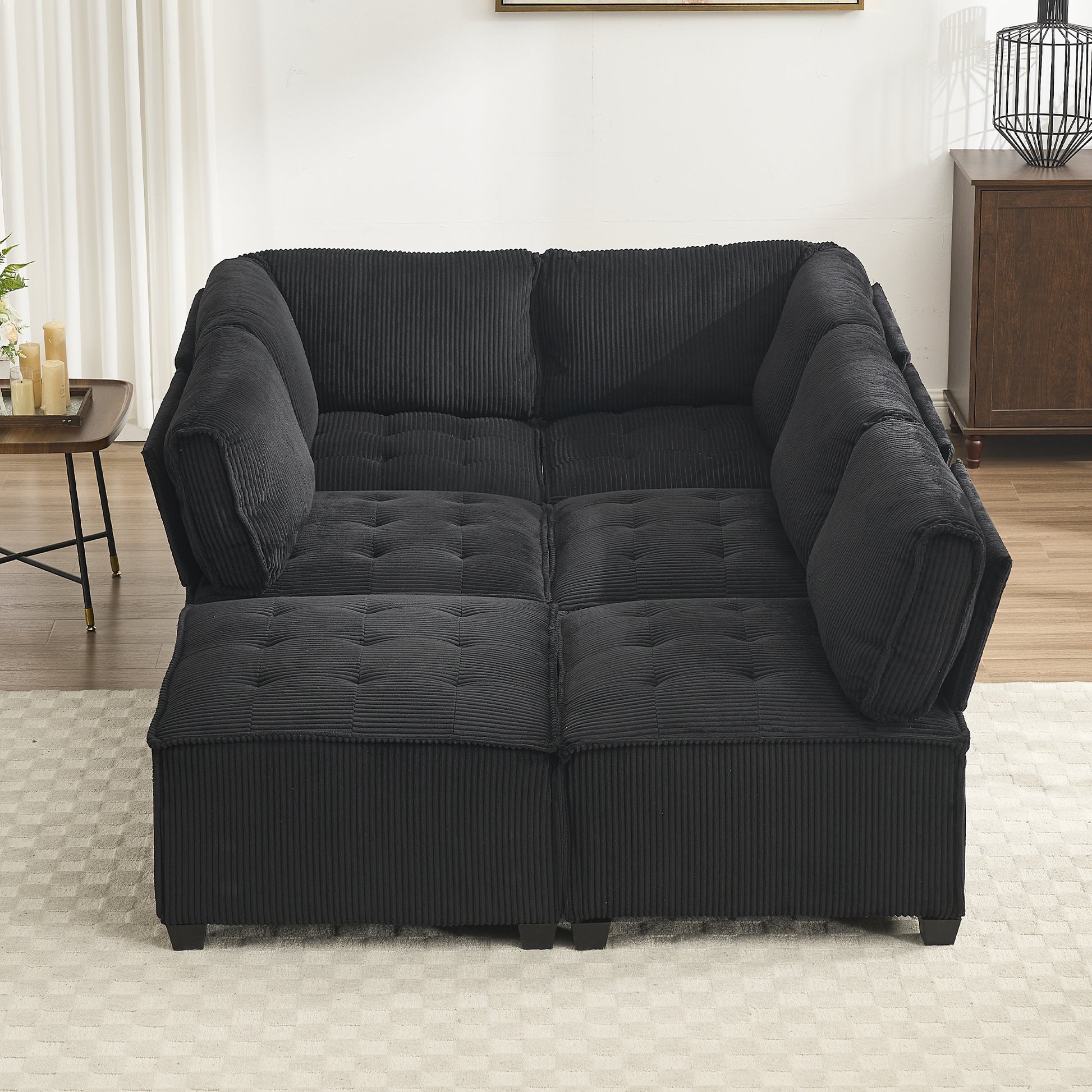 UNITED WE WIN Modular Sectional Sofa U Shaped Modular Couch with Reversible Chaise Modular Sofa Sectional Couch,6- Seat Convertible Sofa,Fit for Living Room-海智集-Default-