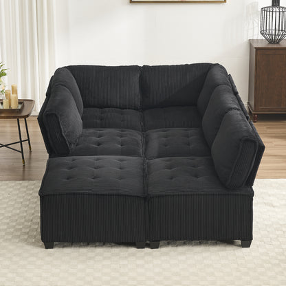 UNITED WE WIN Modular Sectional Sofa U Shaped Modular Couch with Reversible Chaise Modular Sofa Sectional Couch,6- Seat Convertible Sofa,Fit for Living Room-海智集-Default-