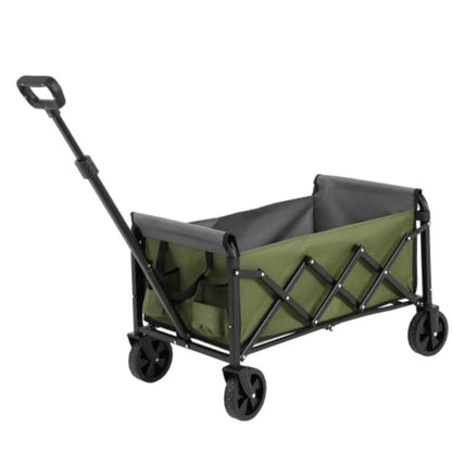 Lightweight Portable Heavy Duty Folding Beach Wagons with Wheels - Outdoor Utility Carts for Grocery, Camping, Shopping, Sports, Garden with Large Capacity -Army green-海智集-Default-