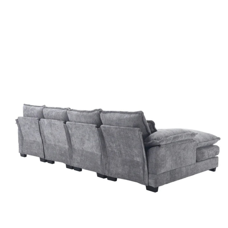 UNITED WE WIN Chenille, high quality sponge filling, solid wood frame, oversized four-seater, U-shaped combination sofa-海智集-Default-