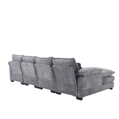 UNITED WE WIN Chenille, high quality sponge filling, solid wood frame, oversized four-seater, U-shaped combination sofa-海智集-Default-
