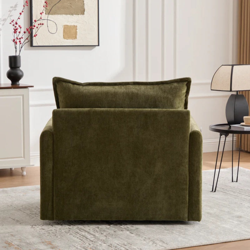 UNITED WE WIN Swivel Barrel Chair - Mid Century Modern Chair, Thick Padded Arm Chair with Solid Metal Base, Comfortable Single Sofa Chair, Swivel Accent Chair for Living Room Bedroom-海智集-Default-
