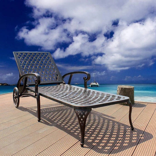 Aluminium Cast lounge chair 1pcs brown-海智集-Default-