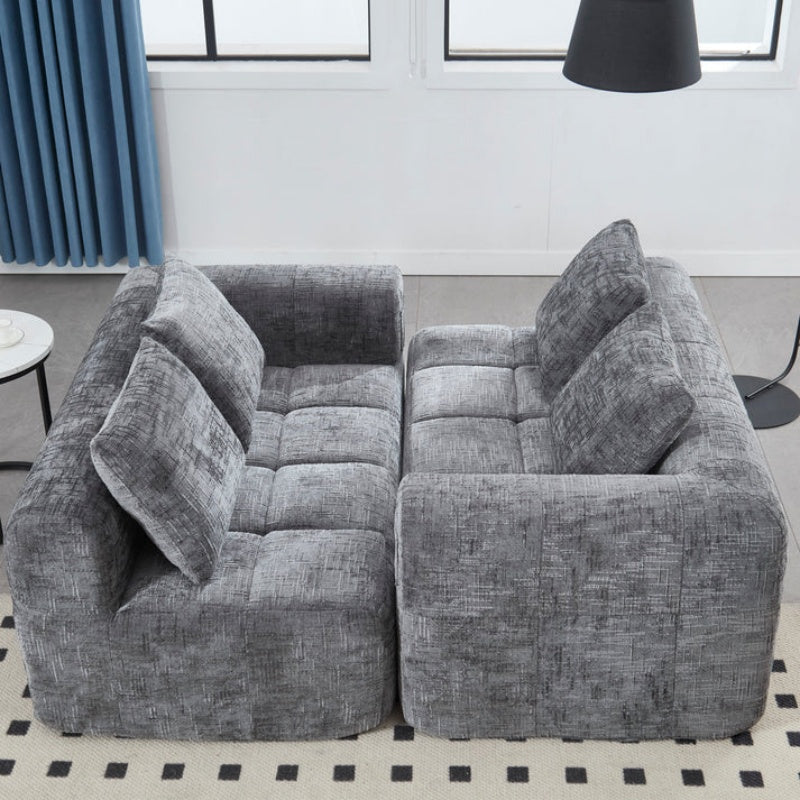 UNITED WE WIN Chenille Loveseat Sofa,Minimalist Modular Couches Sleeper for Living Room Bedroom Apartment Lounge-海智集-Default-