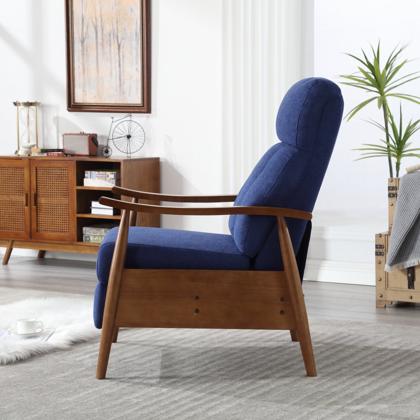 COOLMORE Wood Frame Armchair, Modern Accent Chair Lounge Chair for Living Room-海智集-Default-