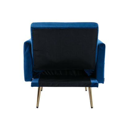 COOLMORE Velvet Accent Chair with Adjustable Armrests and Backrest, Button Tufted Lounge Chair, Single Recliner Armchair with Ottoman-海智集-Default-