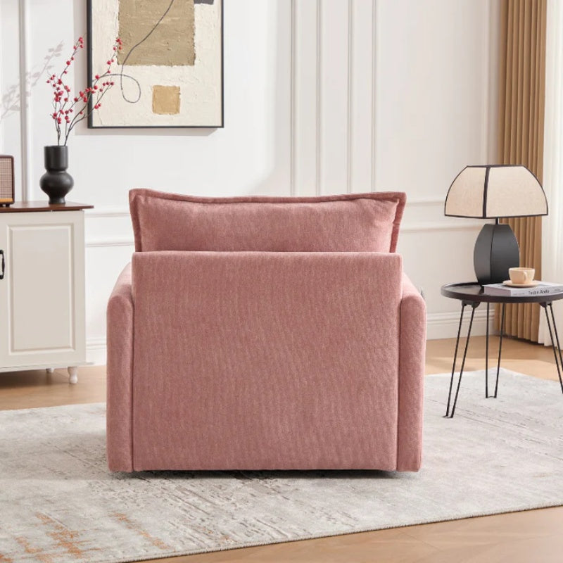 UNITED WE WIN Swivel Barrel Chair - Mid Century Modern Chair, Thick Padded Arm Chair with Solid Metal Base, Comfortable Single Sofa Chair, Swivel Accent Chair for Living Room Bedroom-海智集-Default-