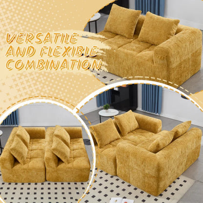 UNITED WE WIN Chenille Loveseat Sofa,Minimalist Modular Couches Sleeper for Living Room Bedroom Apartment Lounge-海智集-Default-
