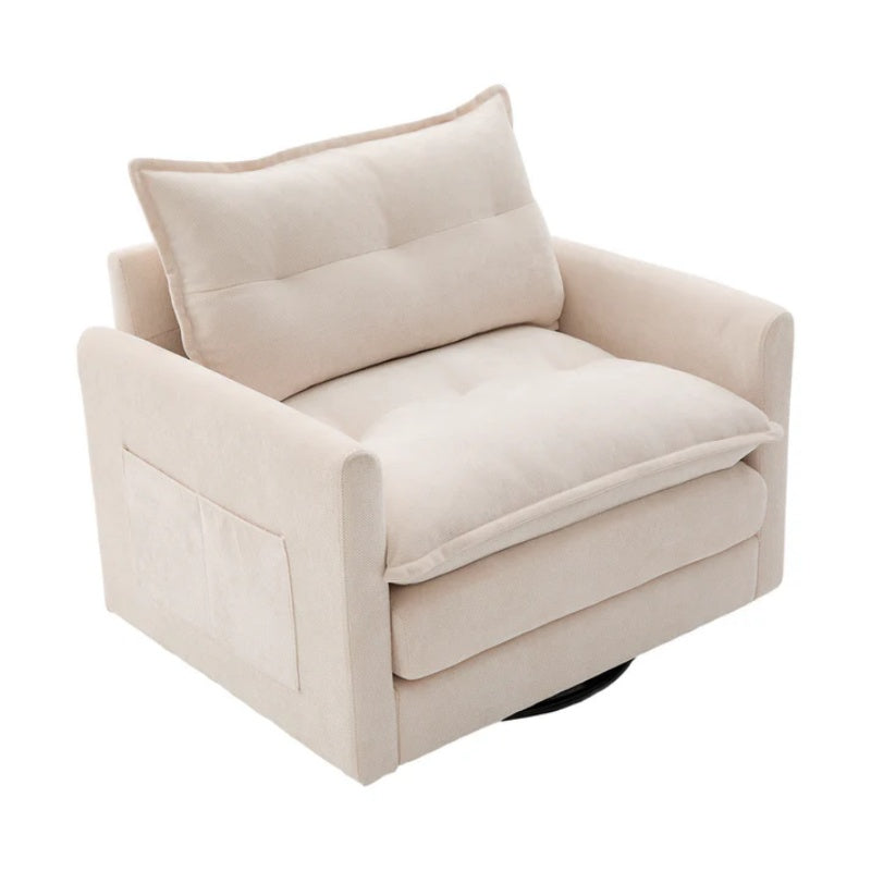 UNITED WE WIN Swivel Barrel Chair - Mid Century Modern Chair, Thick Padded Arm Chair with Solid Metal Base, Comfortable Single Sofa Chair, Swivel Accent Chair for Living Room Bedroom-海智集-Default-