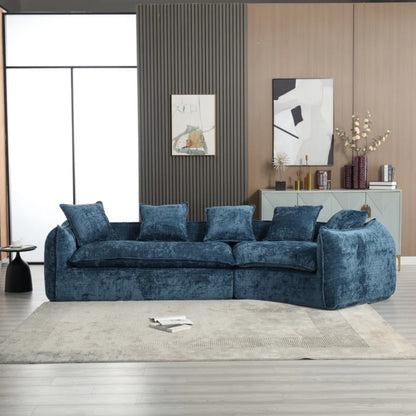 Modular Sectional Sofa, U-Shaped Couch with Sofa for five & Pillows, Modern Minimalist chenille Fabric Large Comfy Cloud Sofas, Living Room Furniture Sets-海智集-Default-