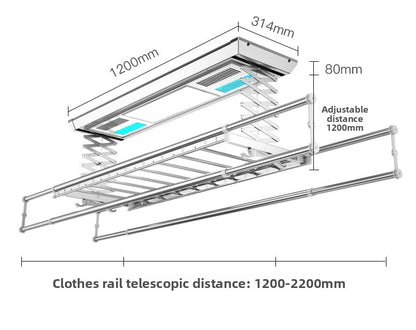 First Generation Balcony Side-Mounted Smart Remote Control Electric Clothes Rack Telescopic Clothes Drying Rack Automatic Lifting Clothes Dryer-海智集-