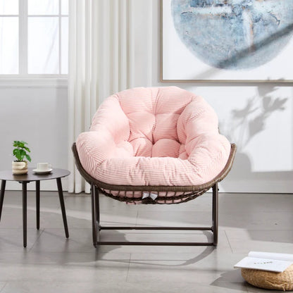 Outdoor Rattan Rocking Chair,Padded Cushion Rocker Recliner Chair Outdoor for Front Porch, Living Room, Patio, Garden, Pink-海智集-Default-
